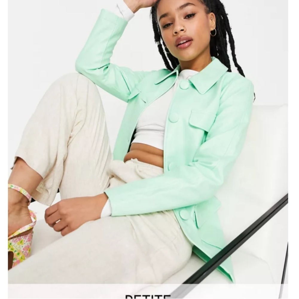Mint faux leather jacket